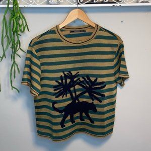 Brazilian Shoulder Striped Tiger Short Sleeve Shirt